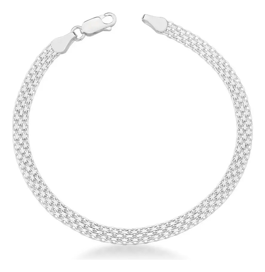 Masculina Pulseira  Prata 925 Bismark Esteira 4,7mm Argennti Comprimento 19 cm Cor Pratead