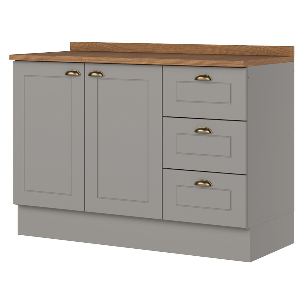 Balcão com Tampo 2 Portas 3 Gavetas 120cm Americana Henn