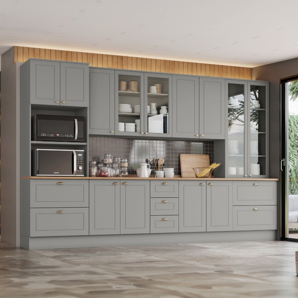 Cozinha Modulada 6 Peças 13 Portas 7 Gavetas Americana Henn