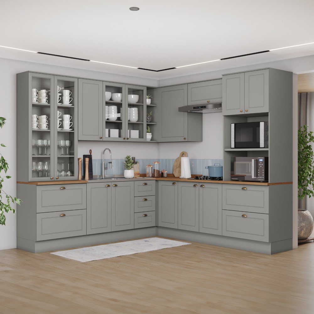 Cozinha Modulada 8 Peças 12 Portas 5 Gavetas Henn Americana
