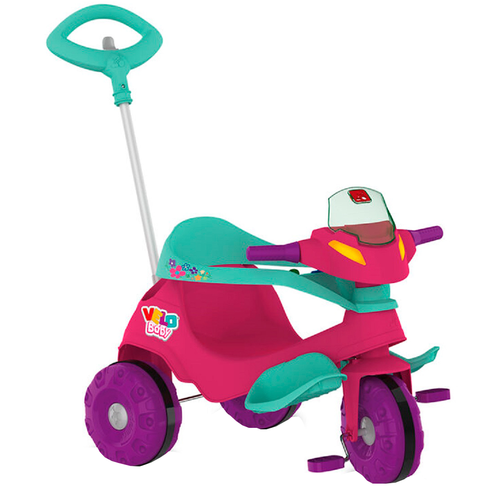 Triciclo Infantil Bandeirante Velobaby de Pedal com Empurrador