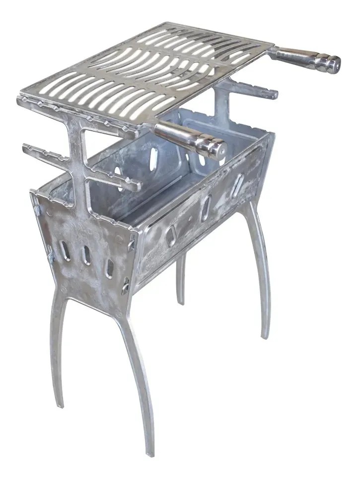 Churrasqueira De Alumínio Fundido Batido Desmontável 80cm