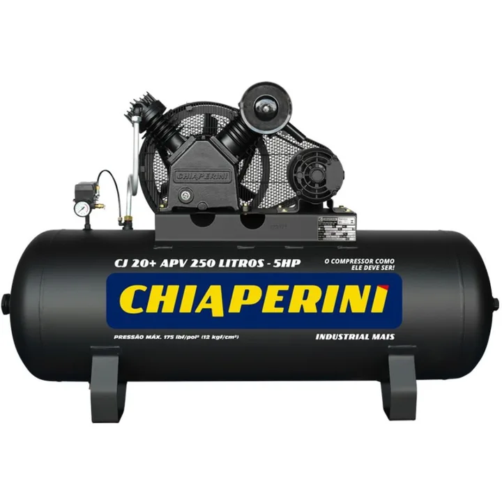 Compressor de Ar 20 Pés 250 Litros 5HP 175 PSI 220/380V Trifásico CHIAPERINI-690