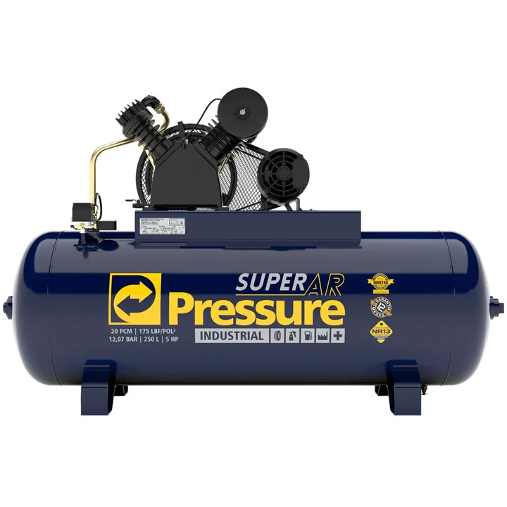 Compressor de Ar Super Ar 20 Pés 250L 5HP 175 PSI 220/380V - Trifásico PRESSURE-8975701068