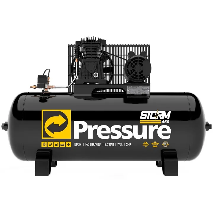Compressor de Ar Storm 450 175L 3HP 15 PCM 140 PSI para Ferramentas Pneumáticas Monofásico PRESSURE-8975703012