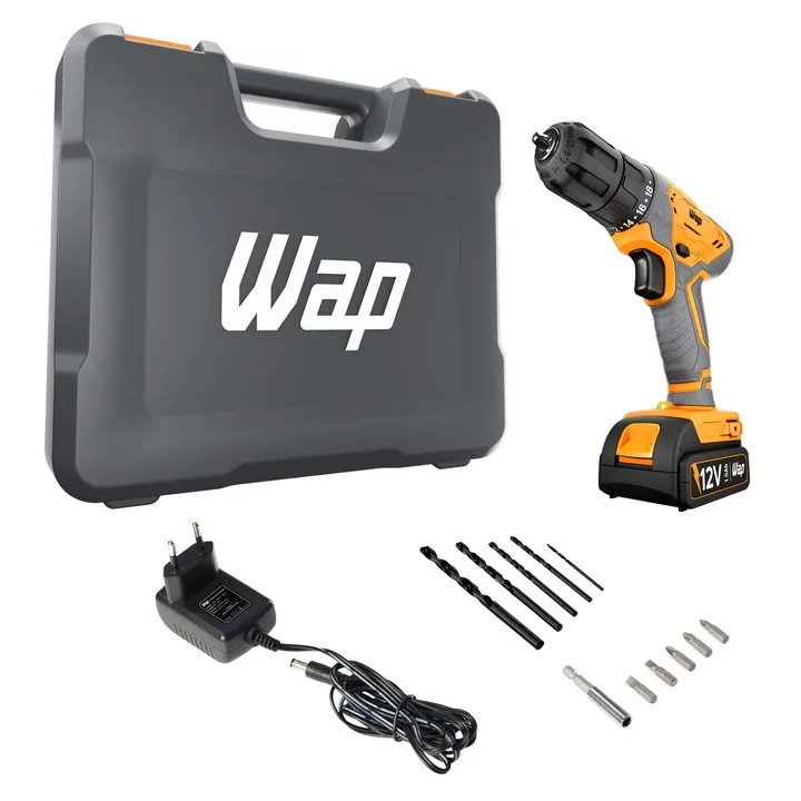 Furadeira e Parafusadeira Wap WF 12K3.2 a Bateria 12V 3/8" com Maleta e Acessórios