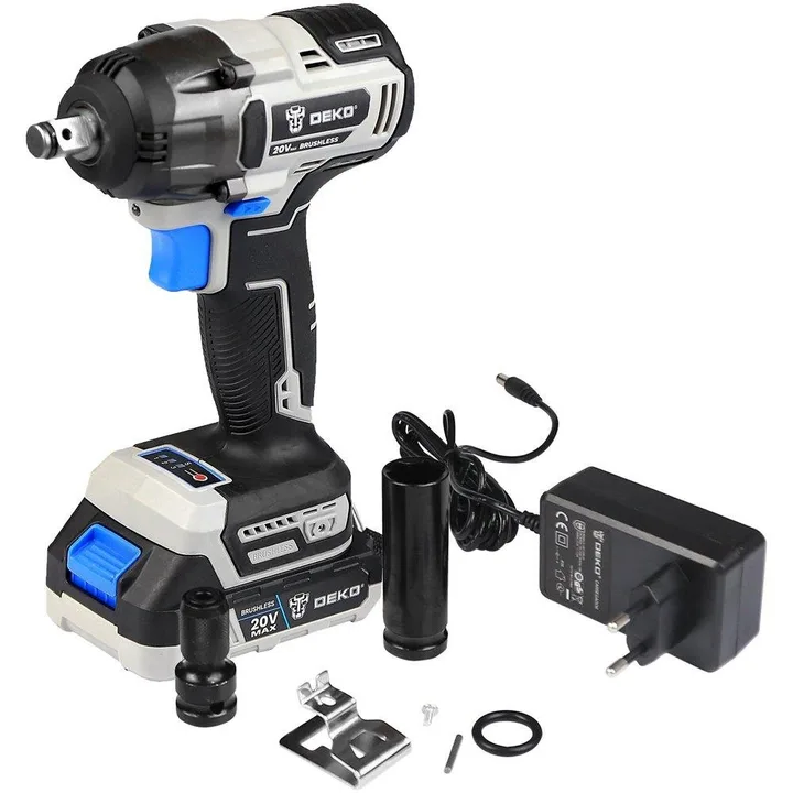 Chave de Impacto Parafusadeira Brushless 1/2 Pol com Bateria Lítio-Íon 2Ah 20V Carregador e Acessórios DEKO-DKBW20XL01-H