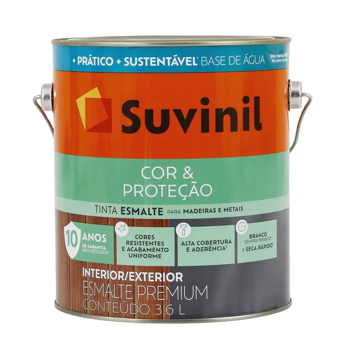 Tinta Esmalte Base Água Cor e Proteção Acetinado Branca 3,6L Suvinil