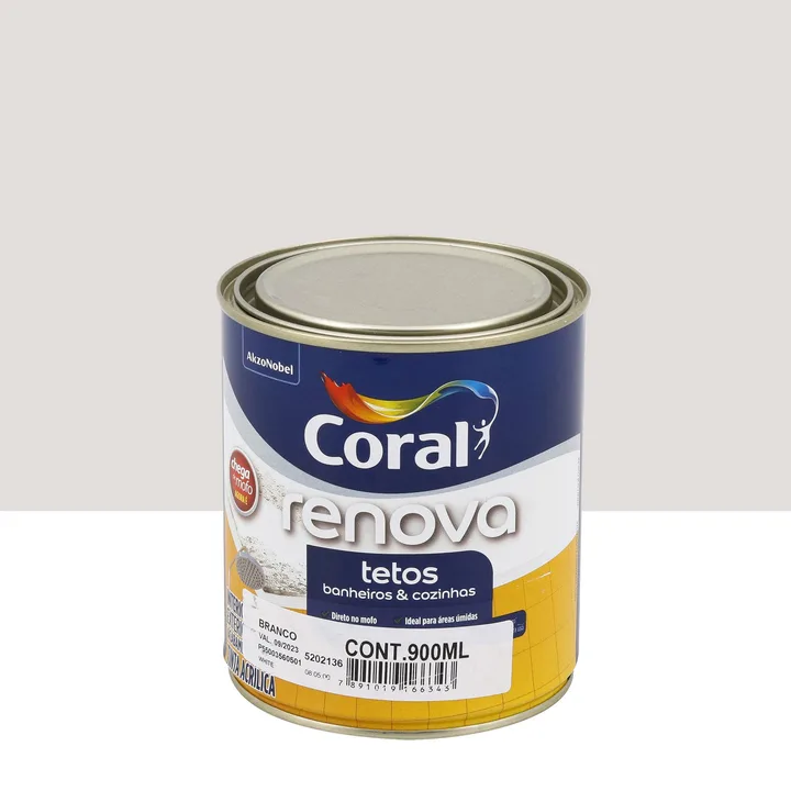 Tinta Acrílica Fosca para Parede Interna e Externa Coral Renova Premium Branco 900ml