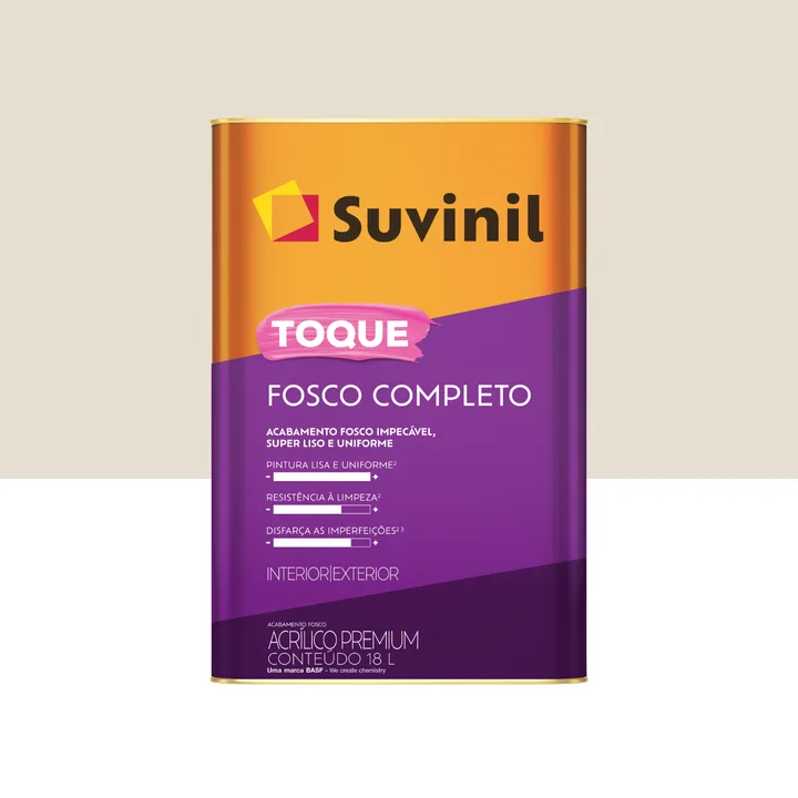 Tinta Acrílica Fosca para Parede Interna e Externa Lavável Suvinil Toque Premium Algodão Egipcio 18L
