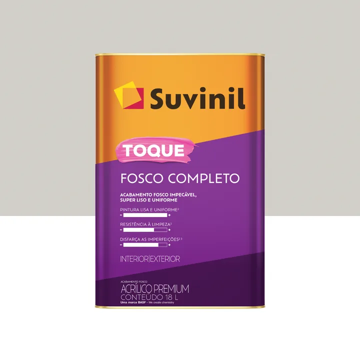 Tinta Acrílica Fosca para Parede Interna e Externa Lavável Suvinil Toque Premium Cromio 18L