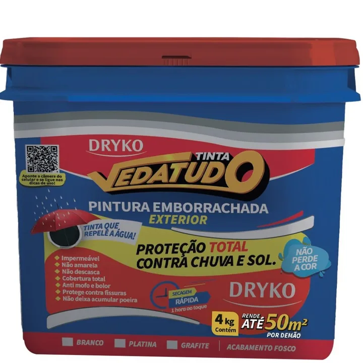 Tinta Emborrachada para Pintura de Proteção Platina 4kg VEDATUDO-TINTAEMBPL-GL