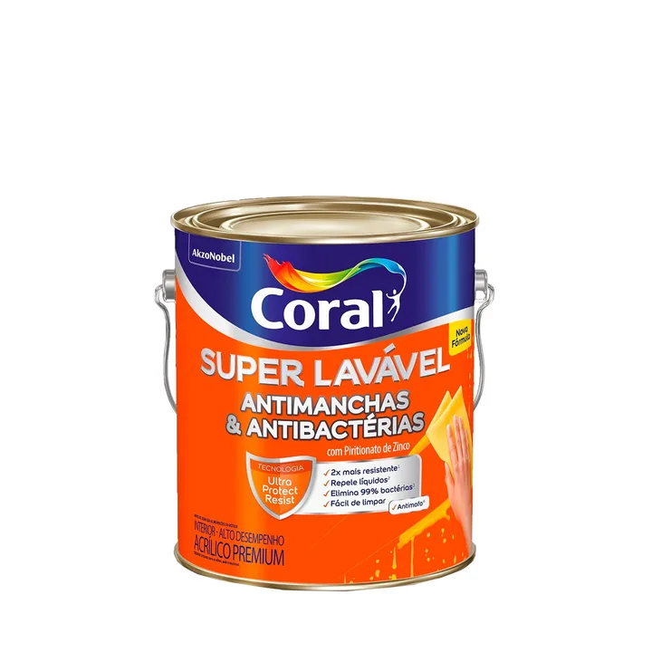 Tinta Acrílica Fosca para Parede Interna Coral Super Lavável Premium Branco 3,6L