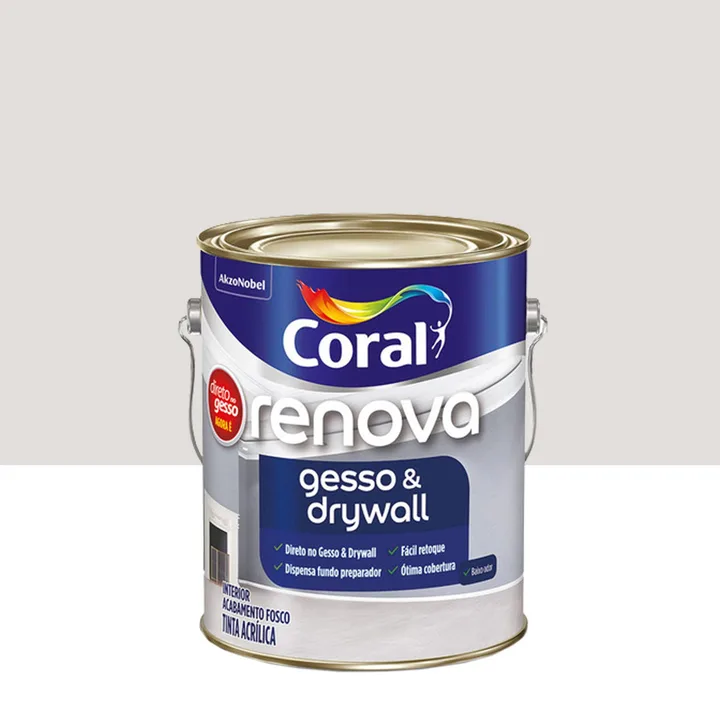 Tinta Acrílica Fosca para Parede Interna Coral Direto Gesso Econômica Branco 3,6L