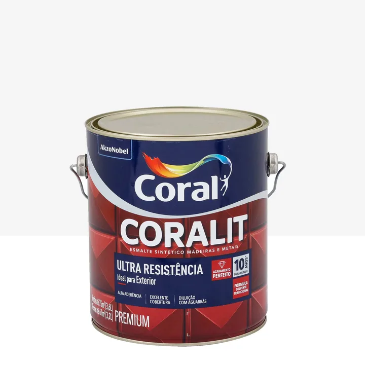 Tinta Esmalte Sintético Base Solvente Coralit Acetinado Branco 3,6L Coral