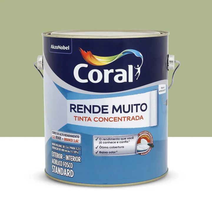 Tinta Acrílica Fosca para Parede Interna e Externa Coral Rende Muito Standard Verde Kiwi 3,2L