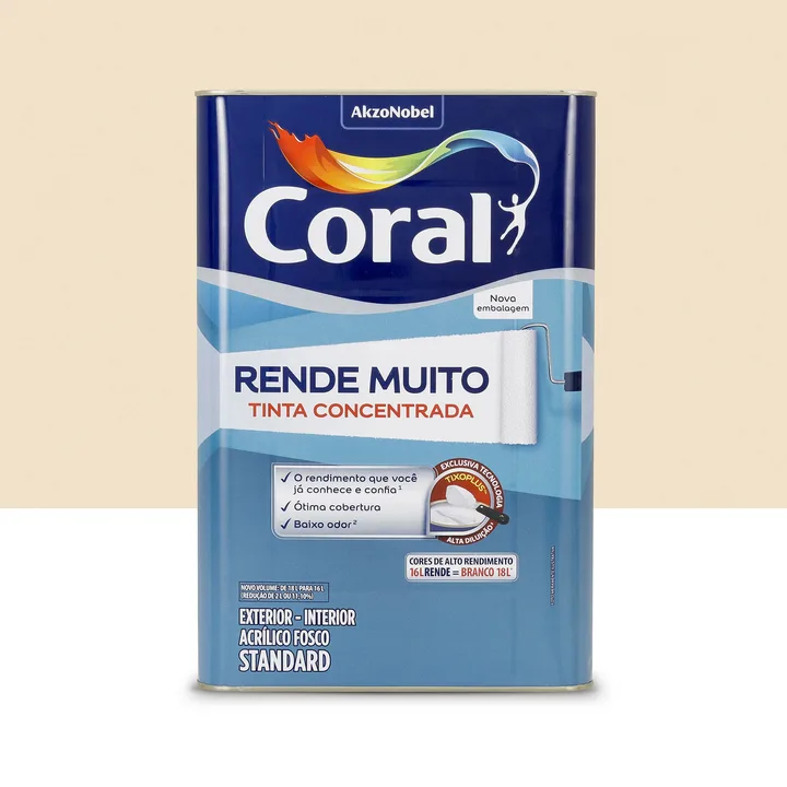 Tinta Acrílica Fosca Rende Muito Standard Interior e Exterior Pérola 16 L Coral