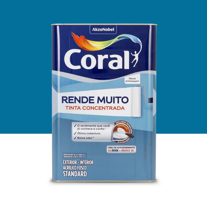 Tinta Acrílica Fosca para Parede Interna e Externa Coral Rende Muito Standard Azul Profundo 16L