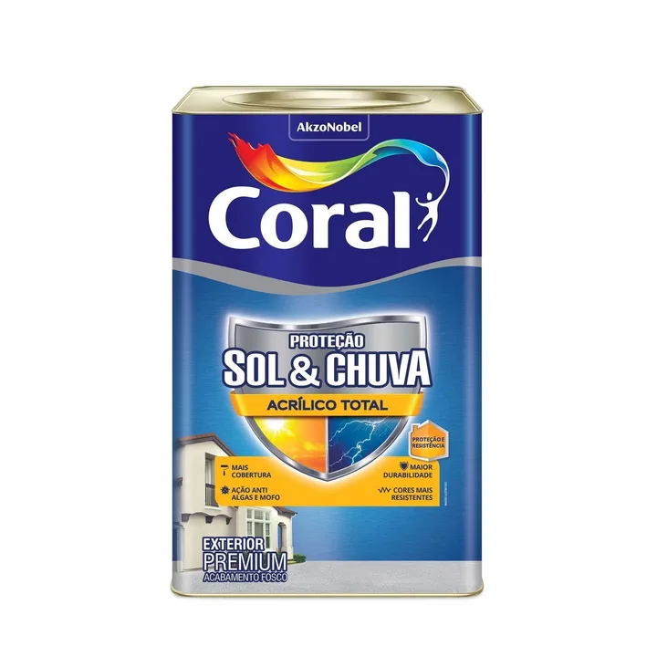Tinta Acrílica Fosca Proteção Sol &amp; Chuva Premium Exterior Bronze Lenda 18 L Coral