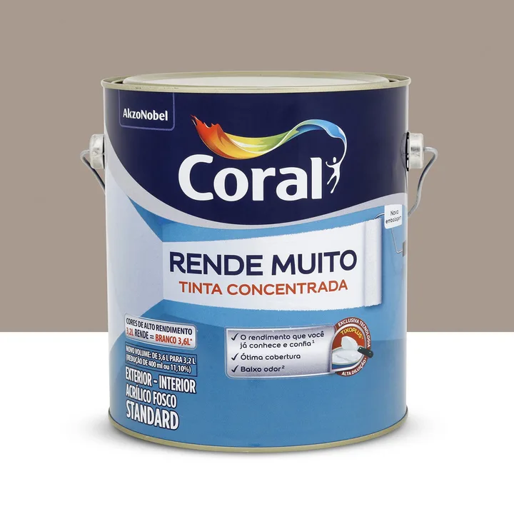 Tinta Acrílica Fosca para Parede Interna e Externa Coral Rende Muito Standard Madeira Acinzentada 3,2L