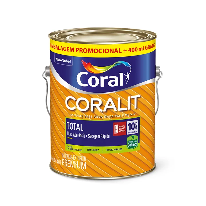 Tinta Esmalte Base Água Coralit Acetinado Branco 4L Coral