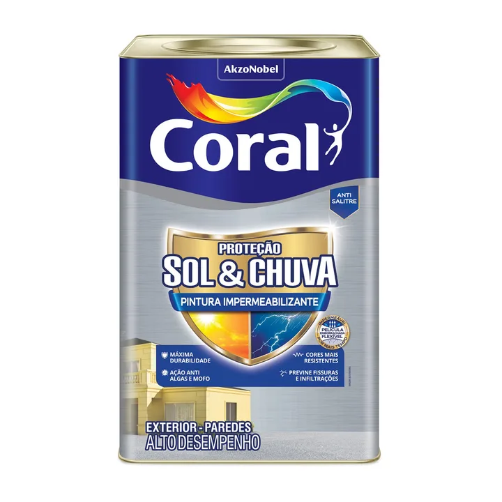 Tinta Acrílica Fosco Proteção Sol &amp; Chuva Premium Branco 18L Coral