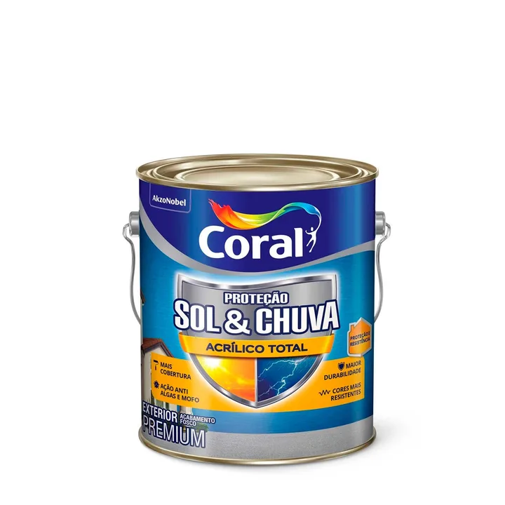Tinta Acrílica Fosca Proteção Sol &amp; Chuva Premium Exterior Cogumelo Japonês 3,6 L Coral