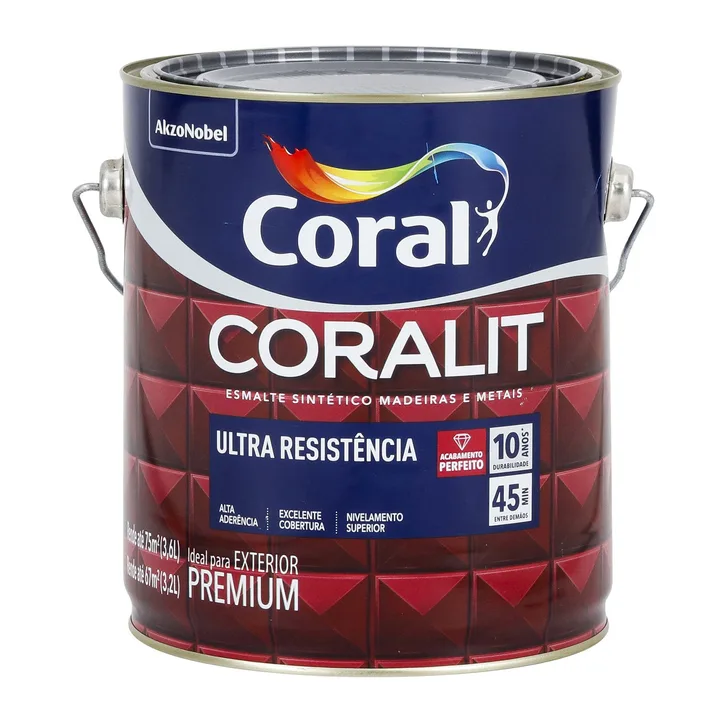 Tinta Esmalte Sintético Base Solvente Coralit Acetinado Marrom 3,6L Coral