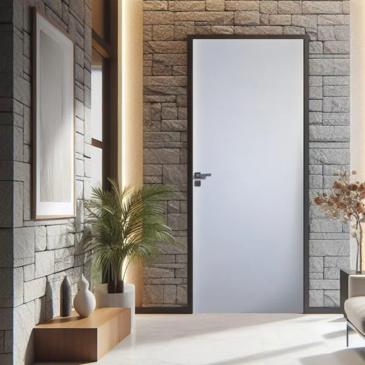 Kit Porta De Madeira Lisa Primer 210x82cm Batente 16cm Uniportas Branco
