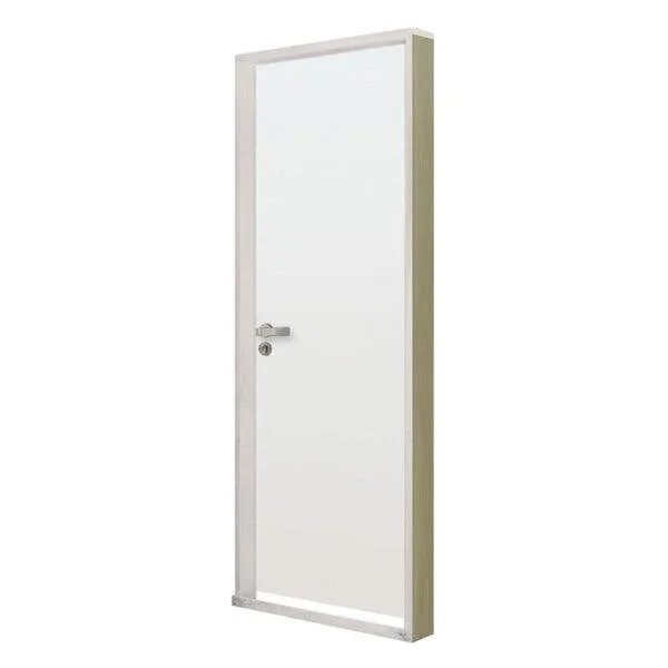 Kit Porta Madeira Lisa 212x65cm Batente Alumínio 3.6cm Abertura Esquerda Branca Mgm Abertura Esquerda Branca