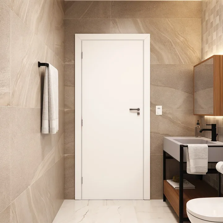Kit Porta Madeira de Giro Direito|Esquerdo Branco 210x60cm Sarrafeada Batente 14 a 22cm Vivace UV Lisa Artens