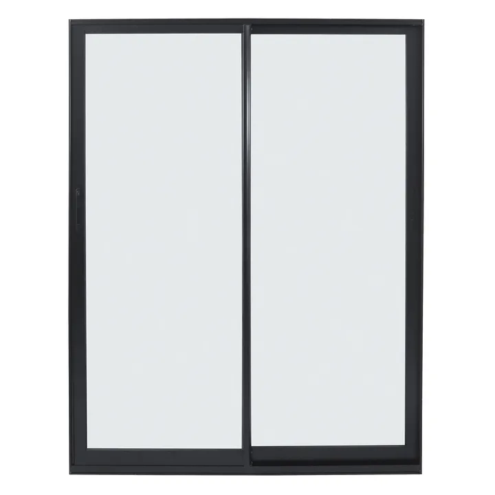 Porta Balcão de Correr 2 Folhas Alumínio Preto com Vidro Transparente 2,14x1,60m Vivace Isoxa