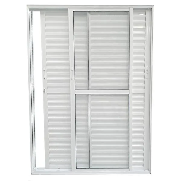 Porta De Alumínio De Correr Balcão 3 Folhas Móveis 2,10 X 1,20 Branca Linha 25 Com Fechadura