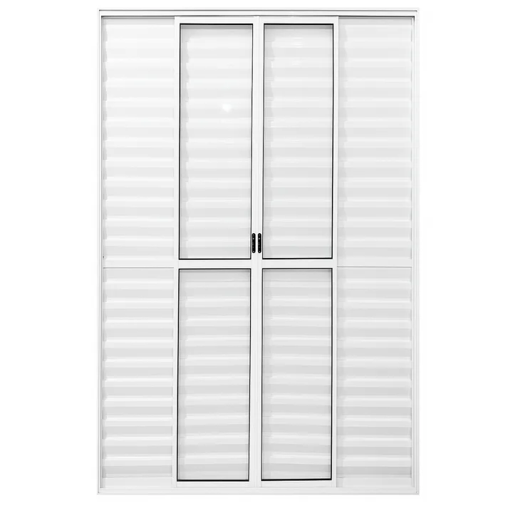 Porta Balcão De Aluminio Branco 6 Folhas Com Trinco 2,10x1,50