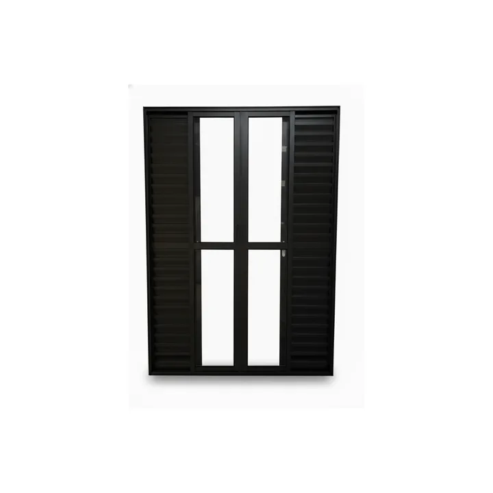 Porta Balcão 6 Folhas Aluminio Preto Com Fechadura 2,10x1,50 Linha 25