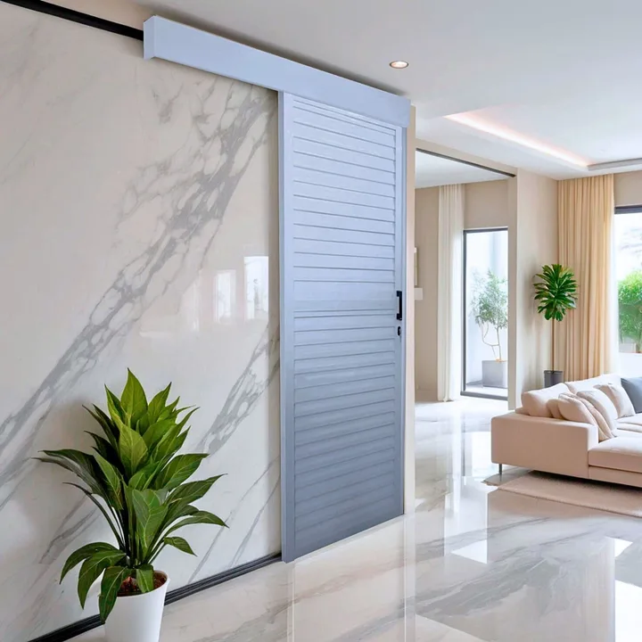 Porta De Alumínio De Correr Sobrepor 215x80cm Laminada Reversil Soft Plus Mgm Abertura Esquerda Branco Branco