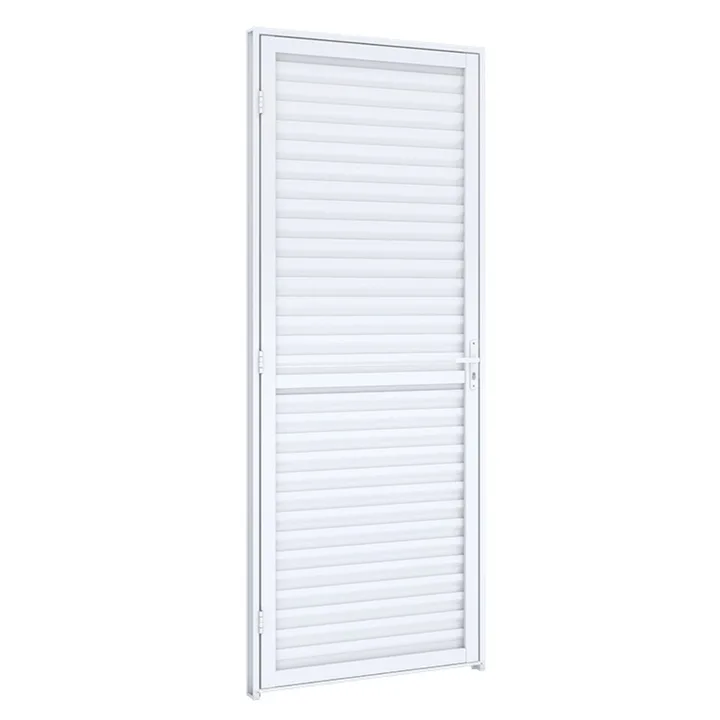 Porta de Giro Natural de Alumínio Laminada Riobras Alumínio 215cmx85cm Branco