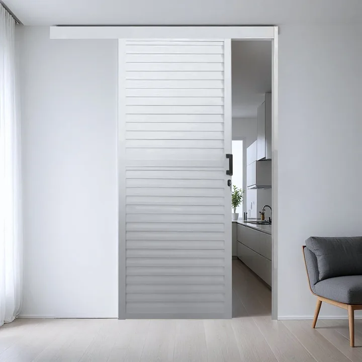 Porta De Alumínio De Correr Sobrepor 215x70cm Laminada Reversil Soft Plus Mgm Abertura Esquerda Branco Branco