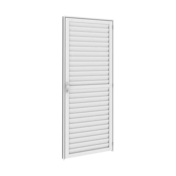 Porta Laminada de Giro Alumínio Branco com Fechadura Lado Esquerdo 2,10x0,75m Linha Classic Vitrolar
