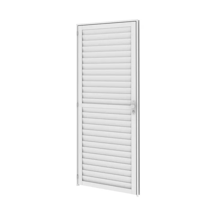 Porta Laminada de Giro Alumínio Branco com Fechadura Lado Direito 2,10x0,75m Linha Classic Vitrolar