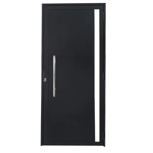 Porta Lambril De Alumínio Preto Com Puxador E Vidro Linha Veneza Lado:direita; Medidas: 210 X 80