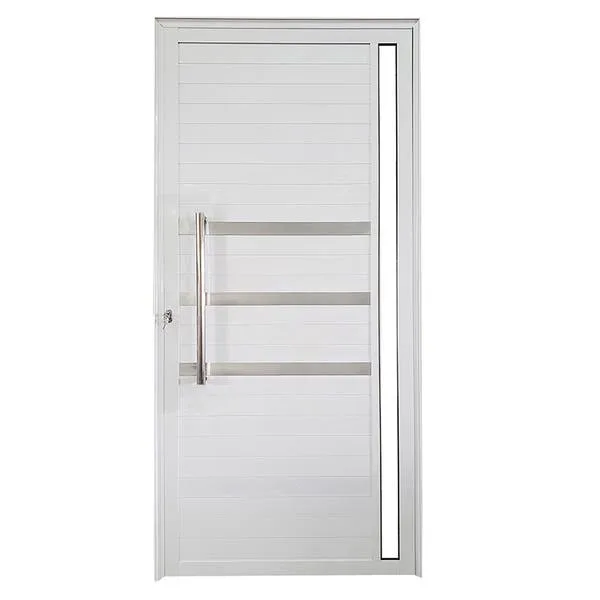 Porta Lambril De Alumínio Branco Com Puxador, Friso E Vidro Linha Veneza Lado:esquerda; Medidas: 210 X 90