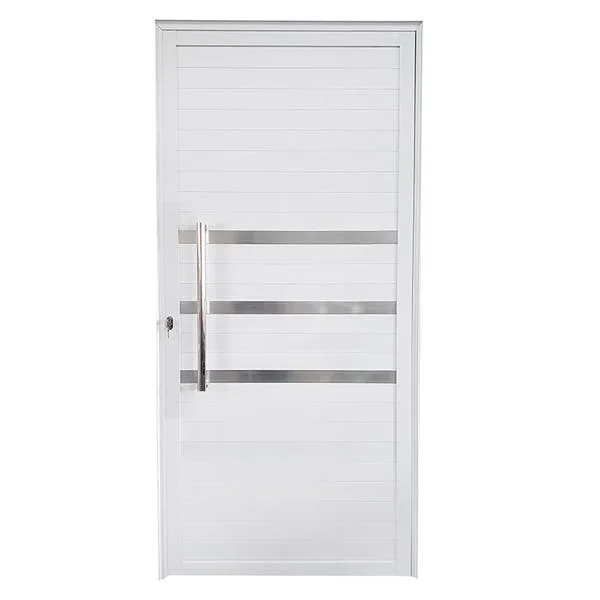 Porta Lambril De Alumínio Branco Com Puxador E Friso Linha Veneza Lado:esquerda; Medidas: 210 X 80