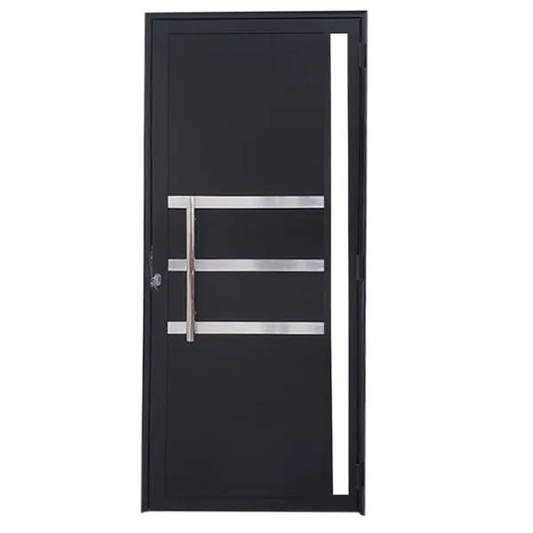 Porta Lambril De Alumínio Preto Com Puxador, Friso E Vidro Linha Veneza Lado:esquerda; Medidas: 210 X 90