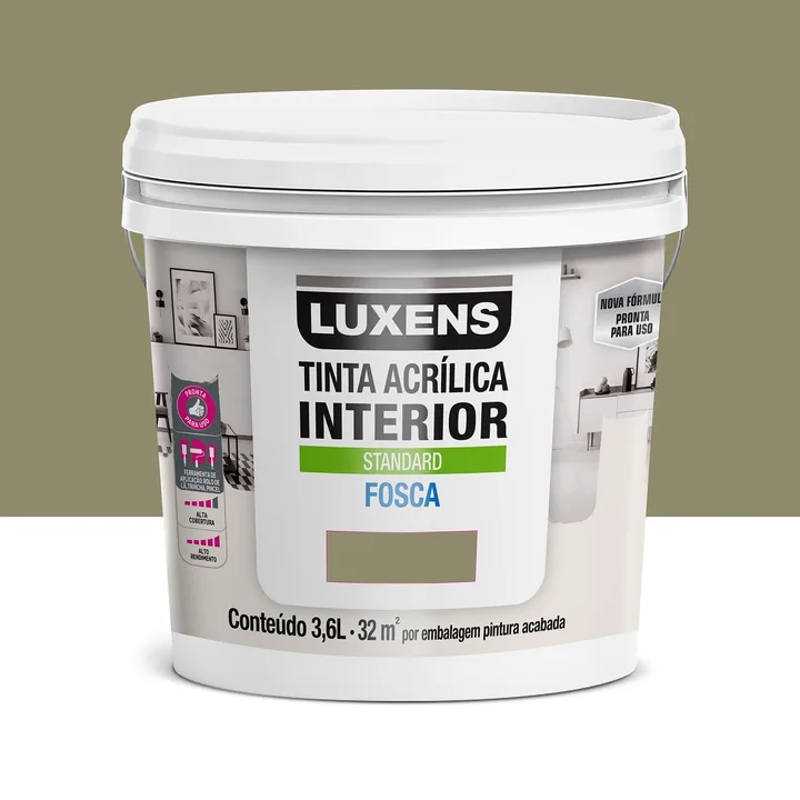 Tinta Acrílica Fosca para Parede Interna Pronto para Uso Luxens Standard Verde Oliva 3,6L