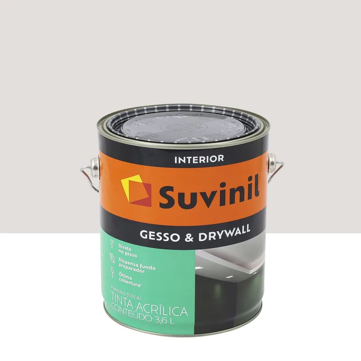 Tinta Acrílica Fosca para Gesso Interna Suvinil Gesso &amp; Drywall Econômica Branco 3,6L