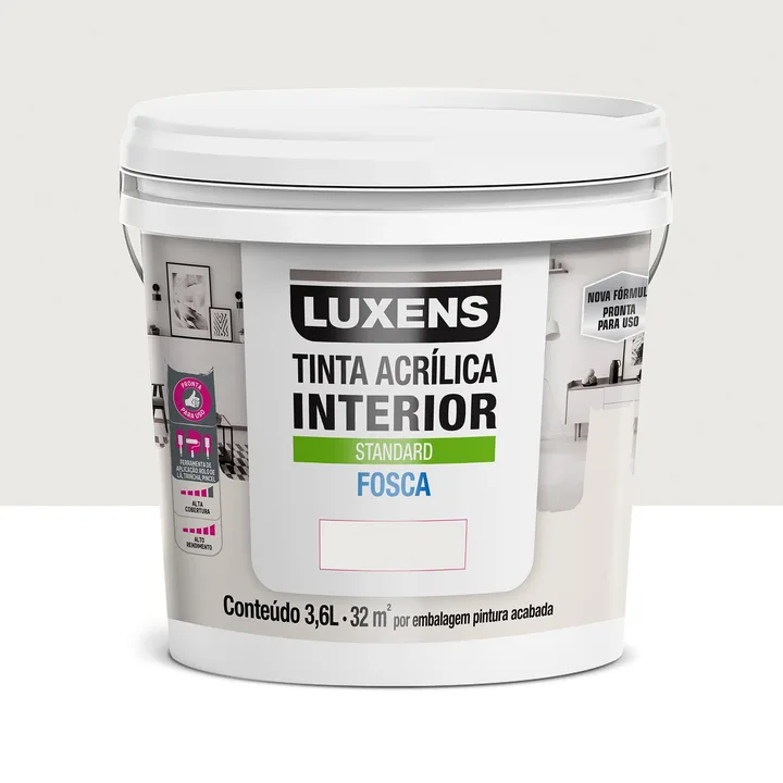 Tinta Acrílica Fosca para Parede Interna Pronto para Uso Luxens Standard Gelo 3,6L