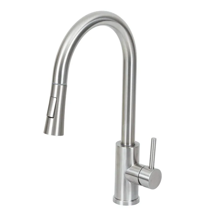 Torneira Monocomando Gourmet de Pia para Cozinha com Bica Alta Extensível Inox Escovado Steel Stoc
