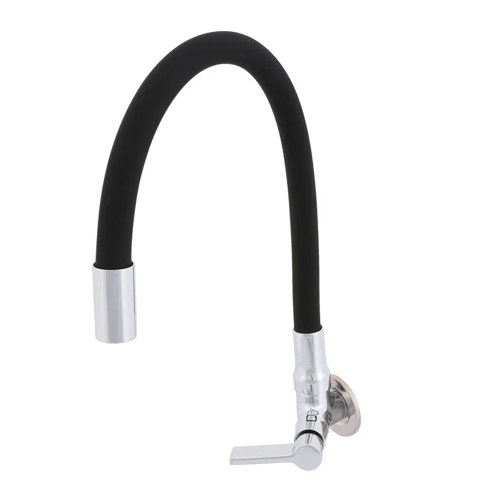 Torneira de Parede para Cozinha com Bica Alta Flexível Cromada e Preta Colors Flex Delinia