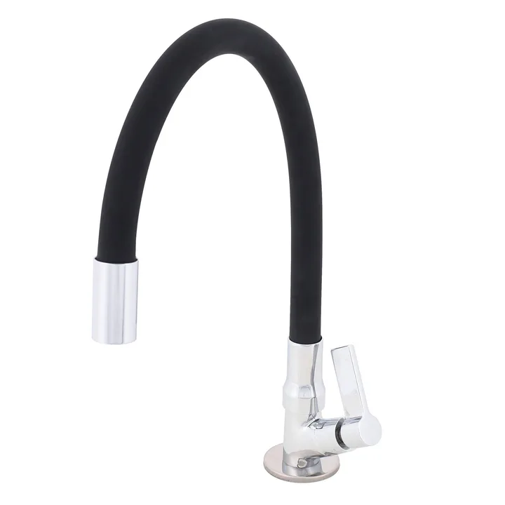 Torneira de Pia para Cozinha com Bica Alta Flexível Cromada e Preta Colors Flex Delinia